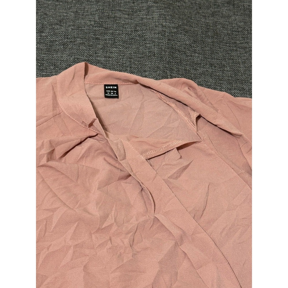 Shein Women's M Pullover Textured Tie Front Blouse - Picture 4 of 7